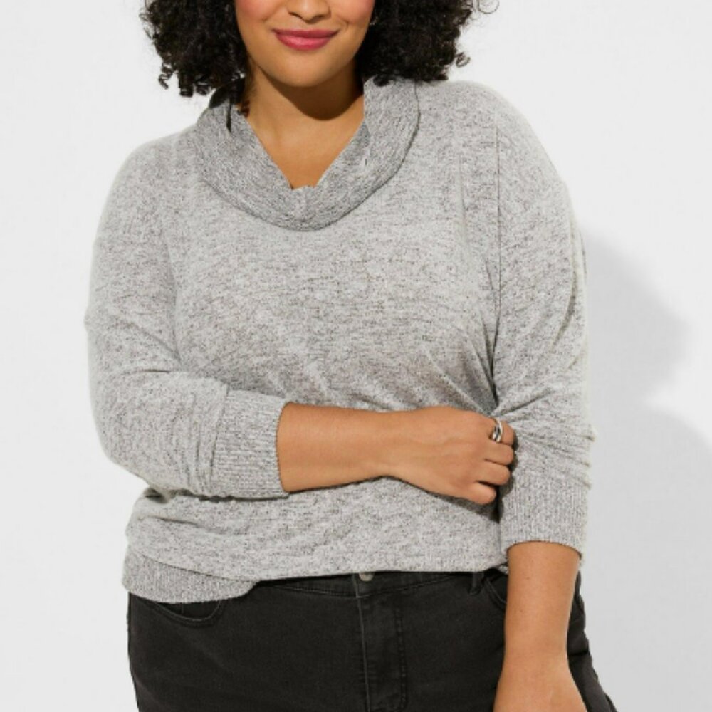 Torrid Super Soft Plush Cowl Neck Long Sleeve Tunic Sweatshirt